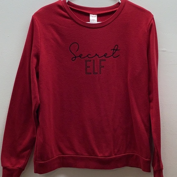 North Pole Size Small Secret Elf Red Crewneck Sweatshirt. Preloved - Picture 1 of 5